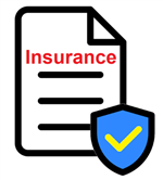 Sketch of document titled Insurance, along with a blue shield 